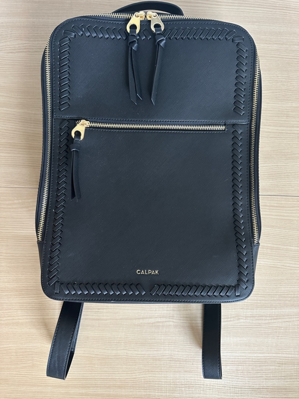 Calpak Black Kaya Faux Leather Laptop Backpack